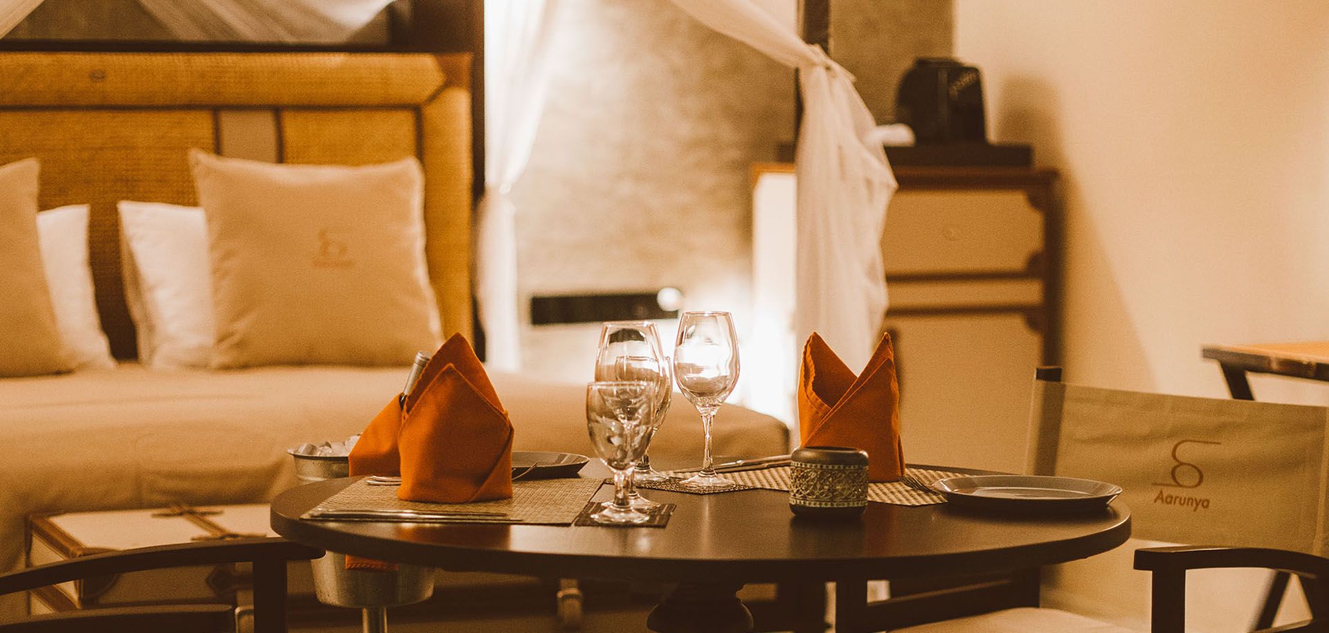 Interior view of a villa at Aarunya Nature Resort