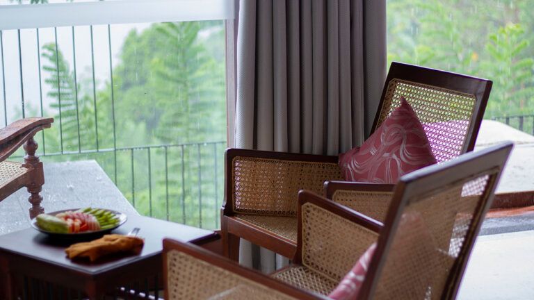 Comfortable seating in a villa at Aarunya Nature Resort