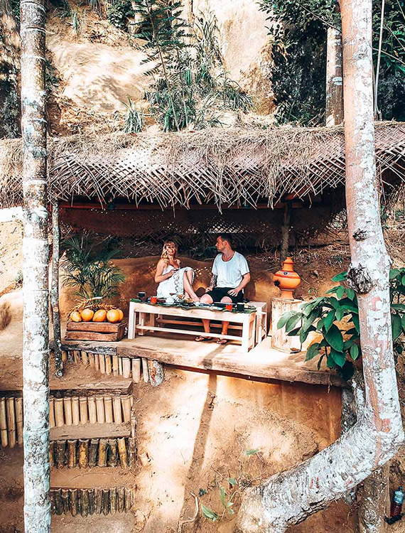 Couple experiencing authentic Sri Lankan village life