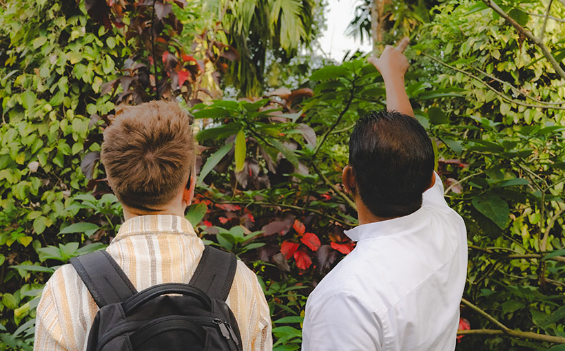 Guest enjoying bird-watching in Aarunya’s avian paradise