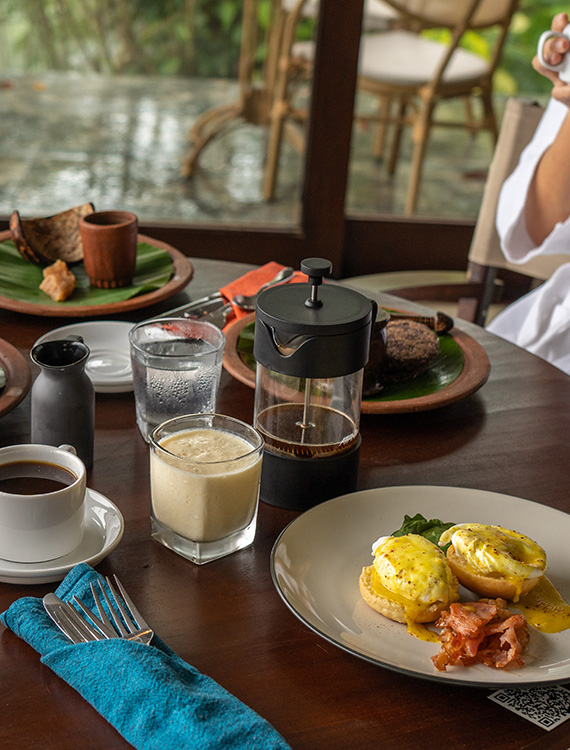 Delicious breakfast spread at Aarunya Nature Resort