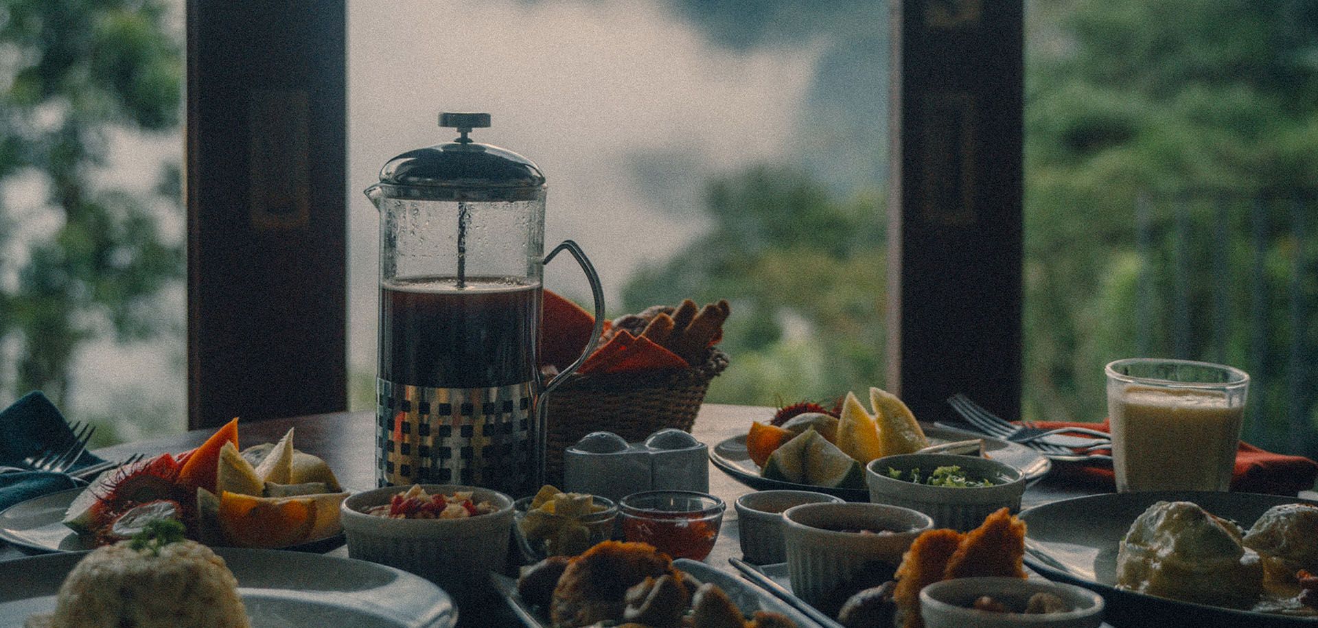 Exquisite breakfast spread at Aarunya Nature Resort