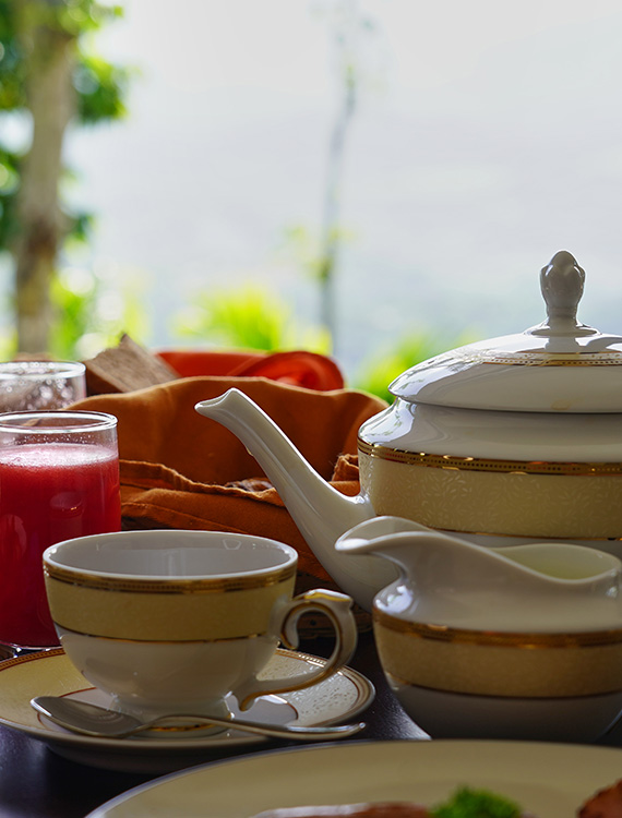 Ceylon tea served at Aarunya Nature Resort