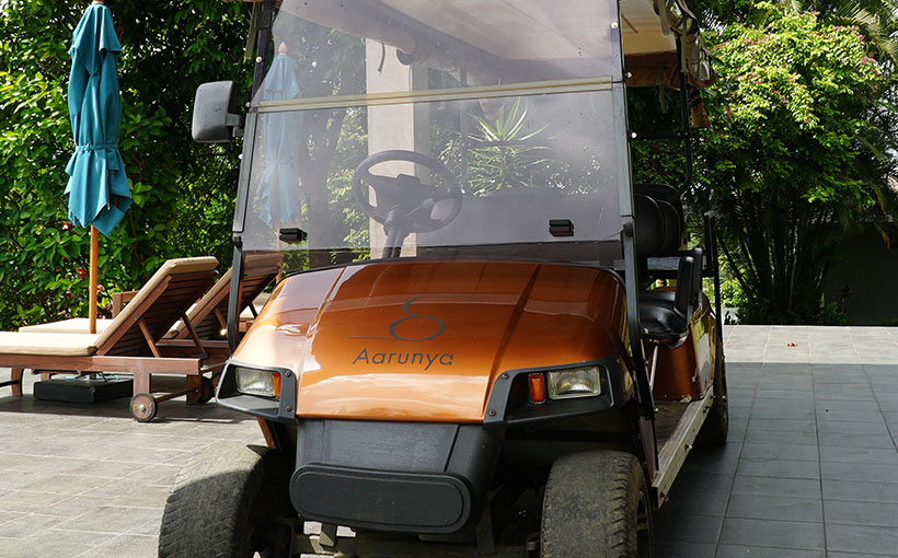 Electric buggy for transportation at Aarunya Nature Resort