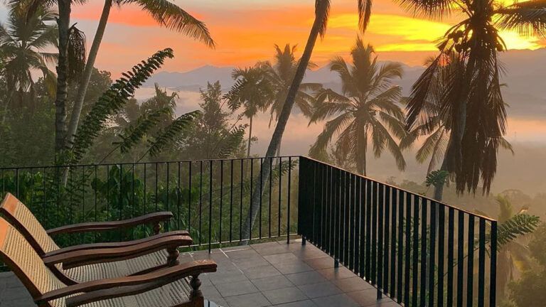 Sunset view from villa balcony at Aarunya Nature Resort