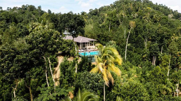 Exterior view of Aarunya Nature Resort from a distance
