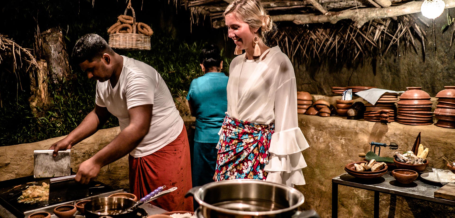 Chef prepare kottu during cooking class at Aarunya Nature Resort