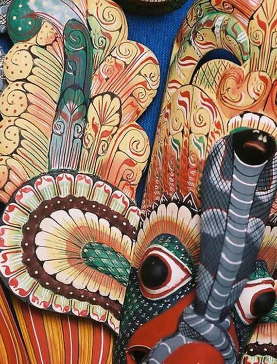 Traditional puppet masks at Aarunya Nature Resort