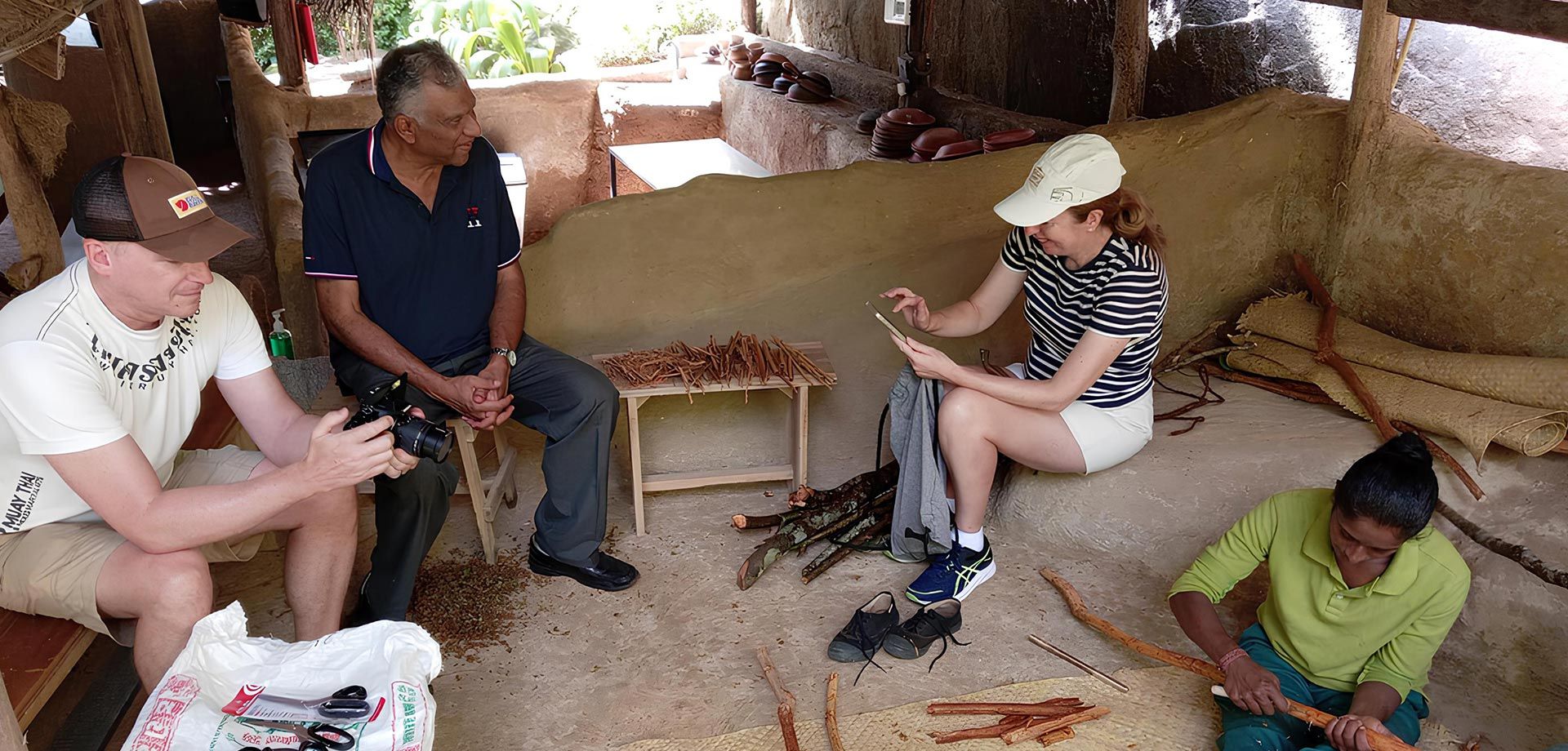 Hands on cinnamon peeling experience at Aarunya Estate