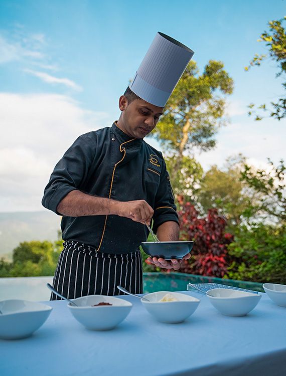 Chef making chocolate at Aarunya Nature Resort