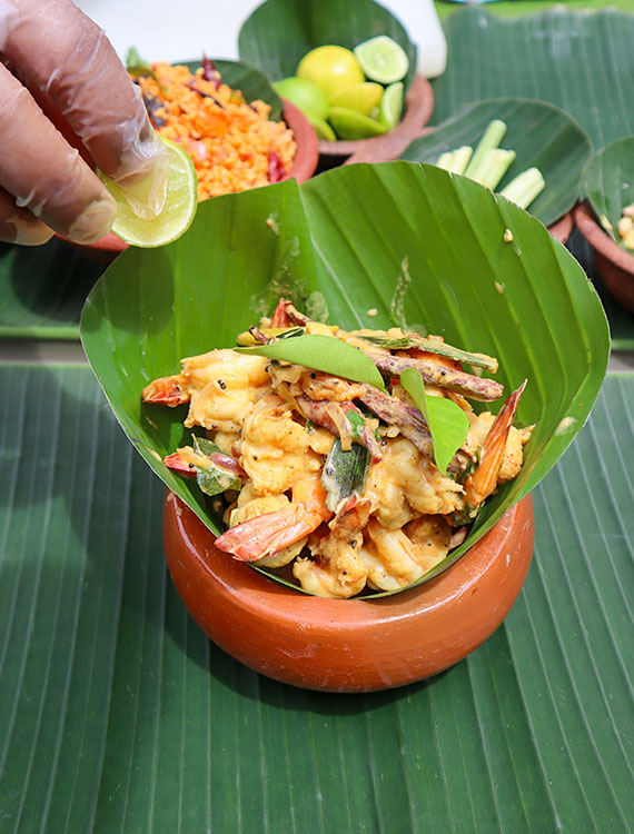 Exquisite curry dish being presented at Aarunya Nature Resort