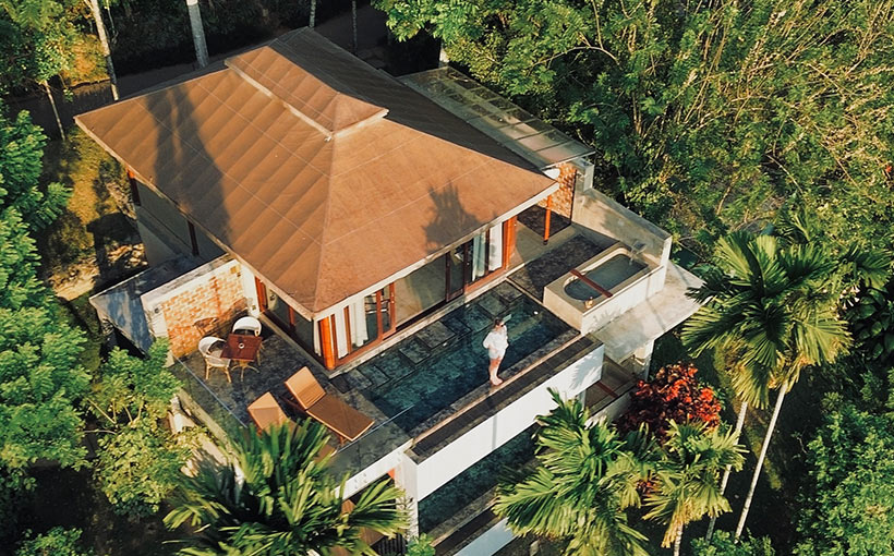 Aerial view of a Villa at Aarunya Nature Resort