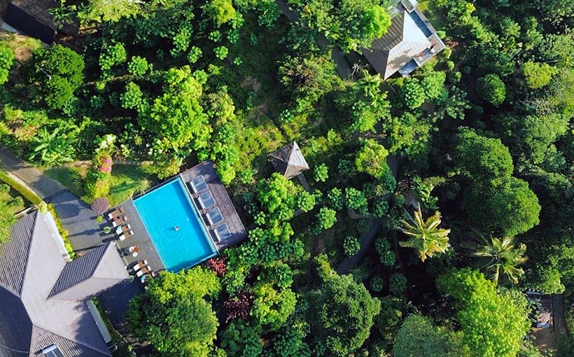 Aerial view of Aarunya Nature Resort Pool Villa