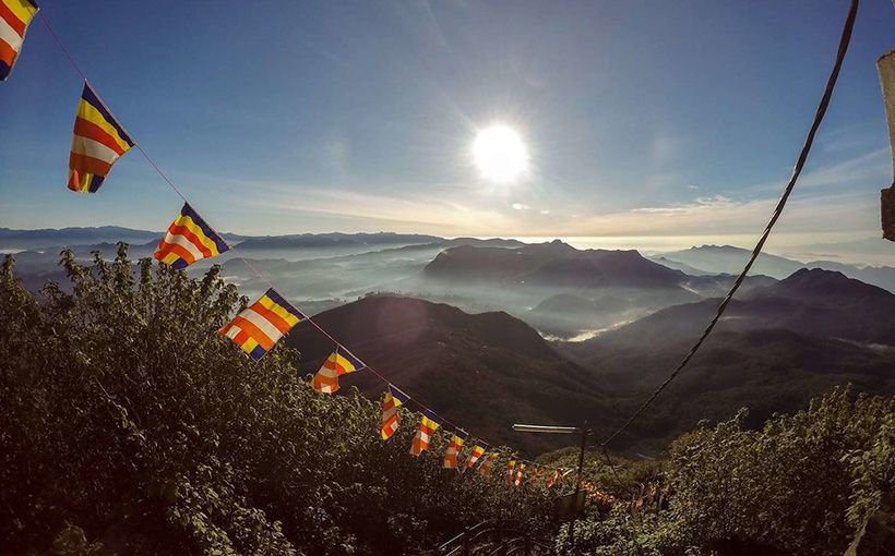 Early morning sunrise from Adams Peak with scenic views