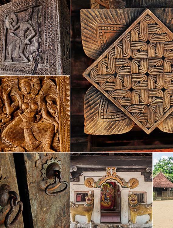 Engravings and statues at the Embekka Devalaya