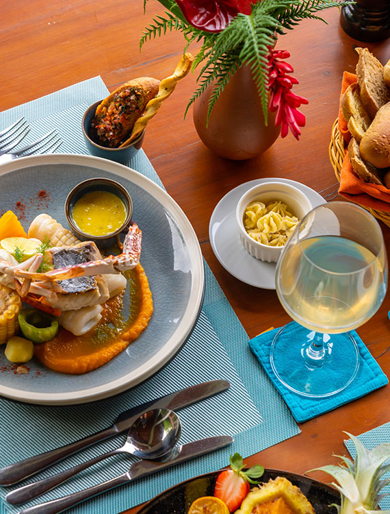 Refreshing salad and drink served for dining at Aarunya Nature Resort