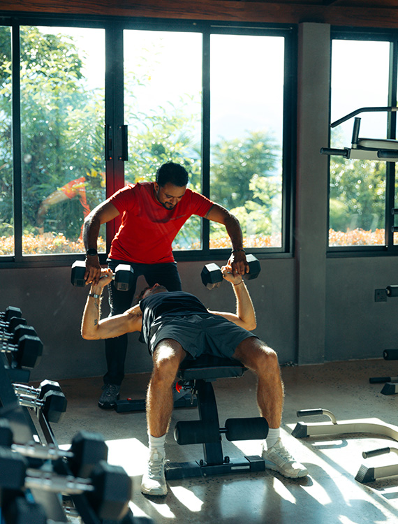 Personal training session at Aarunya Nature Resort Gym